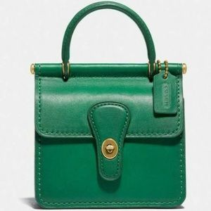Coach Mini Willis Turnlock Leather Crossbody Green